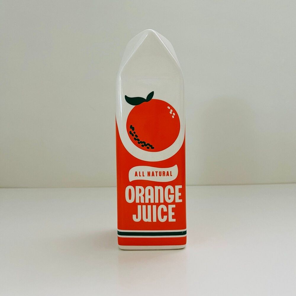 BAN.DO Rise & Shine Glazed Ceramic Retro Carton Orange Juice Vase